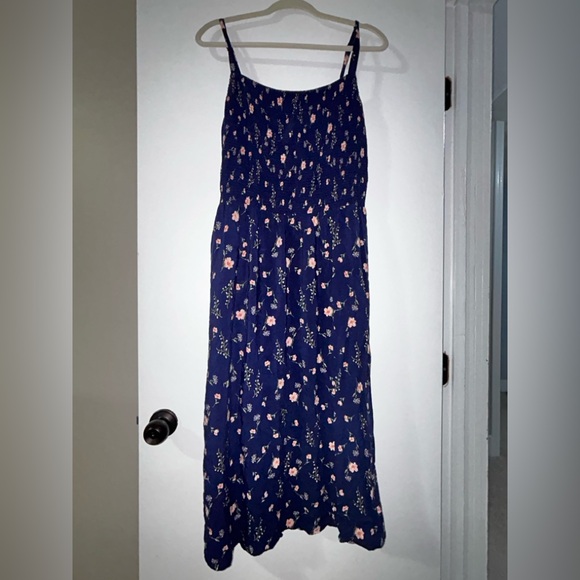 Ami Navy Blue Floral Midi Dress - Picture 1 of 4